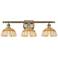 Ballston Bristol Natural II 28" Wide 3 Light Antique Brass Bath Light