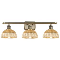 Ballston Bristol Natural II 28" Wide 3 Light Antique Brass Bath Light