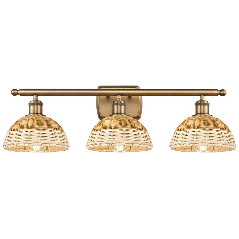 Image 1 Ballston Bristol Natural II 28" Wide 3 Light Brushed Brass Bath Light