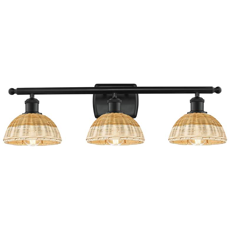 Image 1 Ballston Bristol Natural II 28" Wide 3 Light Matte Black Vanity Light