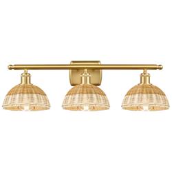 Ballston Bristol Natural II 28" Wide 3 Light Satin Gold Vanity Light