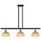 Ballston Bristol Natural II 36"W 3-Lt Black Brass Stem Island w/ 8" Shades