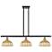 Ballston Bristol Natural II 36"W 3-Lt Black Brass Stem Island w/ 9" Shades
