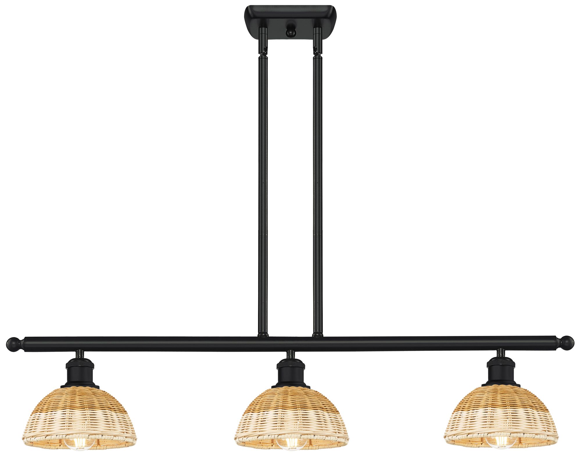 Ballston Bristol Natural II 36"W 3-Lt Black Stem Island w/ 8" Shades