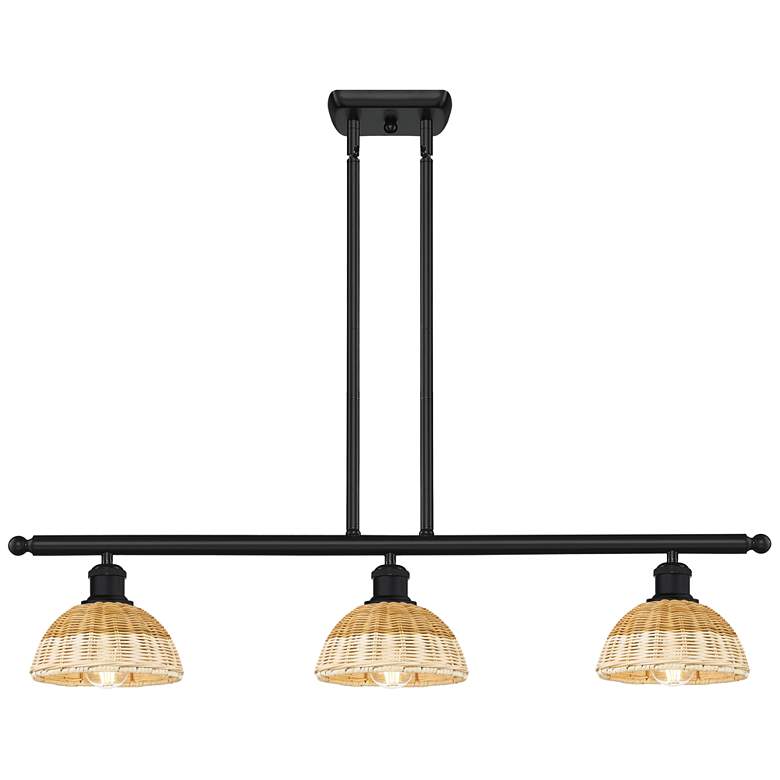 Image 1 Ballston Bristol Natural II 36"W 3-Lt Black Stem Island w/ 8" Shades