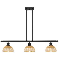 Ballston Bristol Natural II 36"W 3-Lt Black Stem Island w/ 8" Shades
