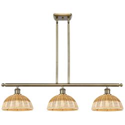 Ballston Bristol Natural II 36"W 3-Lt Brass Stem Island w/ 9" Natural Shade