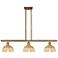 Ballston Bristol Natural II 36"W 3-Lt Brush Brass Stem Island w/ 8" Shades