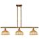 Ballston Bristol Natural II 36"W 3-Lt Brush Brass Stem Island w/ 9" Shades