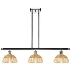 Ballston Bristol Natural II 36"W 3-Lt Chrome Stem Island w/ 8" Shades