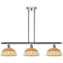 Ballston Bristol Natural II 36"W 3-Lt Chrome Stem Island w/ 9" Shades