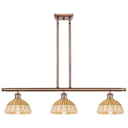 Ballston Bristol Natural II 36"W 3-Lt Copper Stem Island w/ 8" Shades