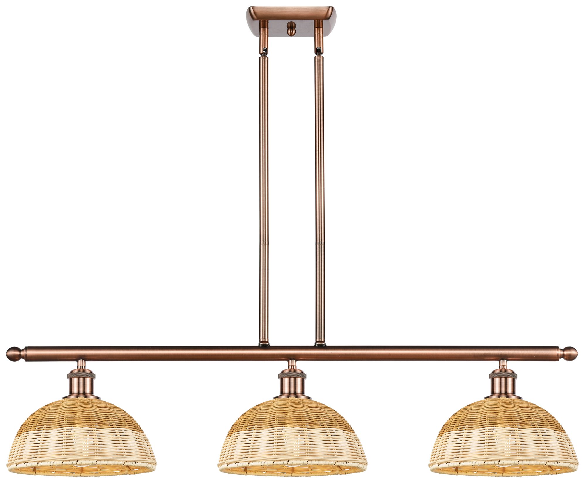 Ballston Bristol Natural II 36"W 3-Lt Copper Stem Island w/ 9" Shades