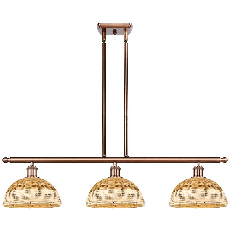 Image 1 Ballston Bristol Natural II 36"W 3-Lt Copper Stem Island w/ 9" Shades