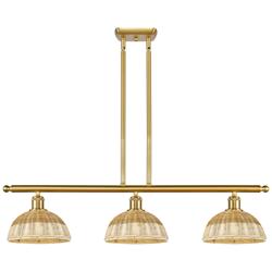 Ballston Bristol Natural II 36"W 3-Lt Gold Stem Island w/ 9" Natural Shade