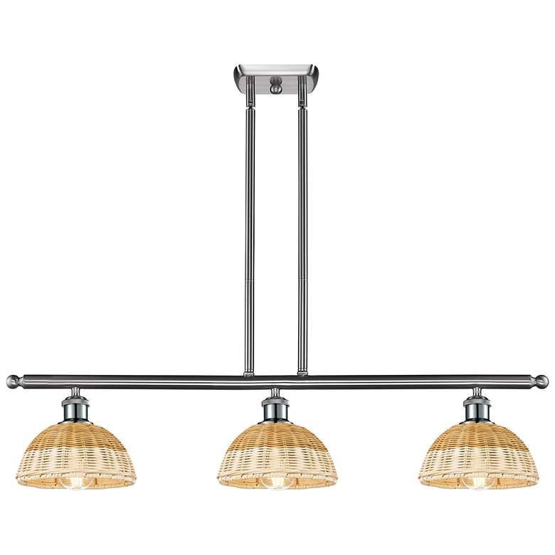 Image 1 Ballston Bristol Natural II 36"W 3-Lt Nickel Stem Island w/ 8" Shades