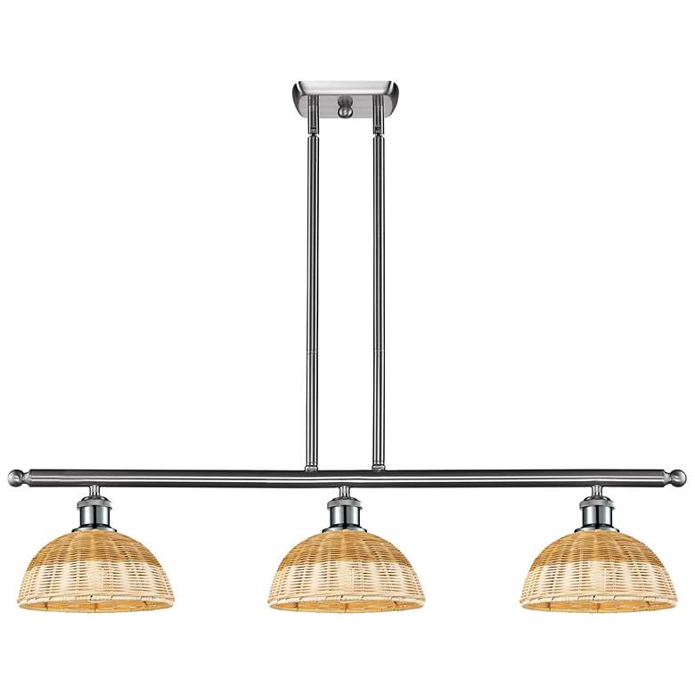 Image 1 Ballston Bristol Natural II 36"W 3-Lt Nickel Stem Island w/ 9" Shades