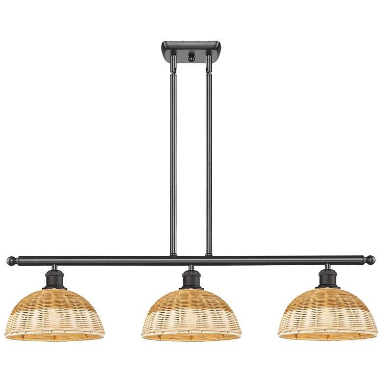 Image 1 Ballston Bristol Natural II 36"W 3-Lt Oil Bronze Stem Island w/ 9" Shades
