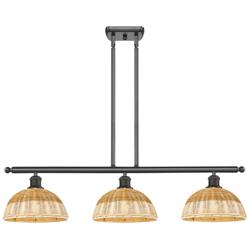 Ballston Bristol Natural II 36"W 3-Lt Oil Bronze Stem Island w/ 9" Shades