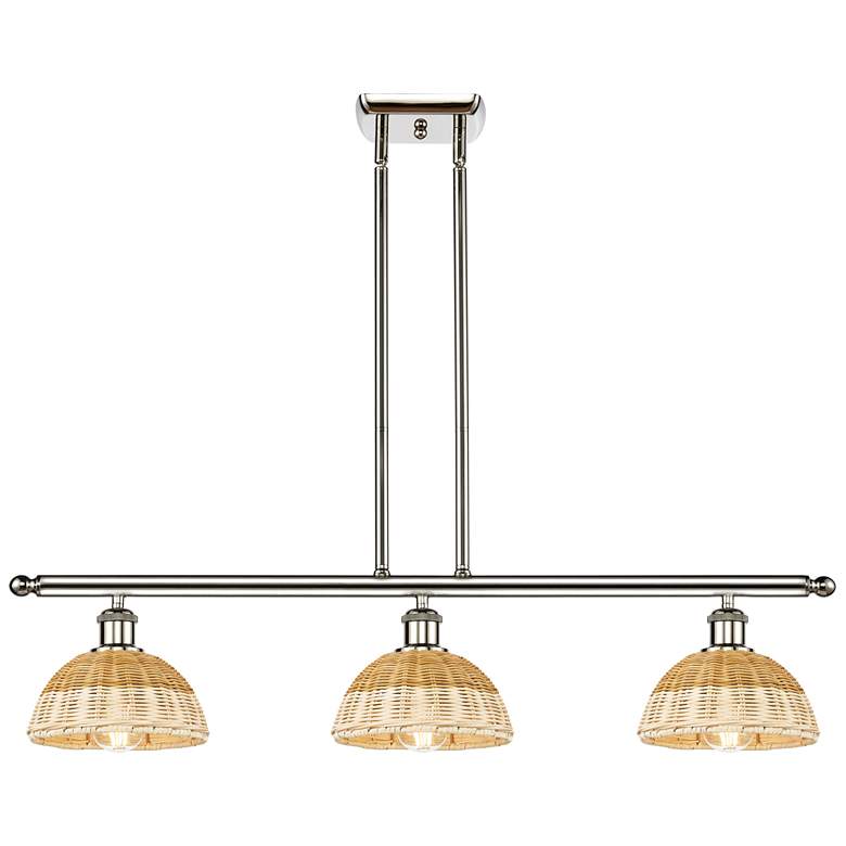 Image 1 Ballston Bristol Natural II 36"W 3-Lt Polish Nickel Stem Island w/ 8" Shade
