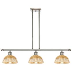 Ballston Bristol Natural II 36"W 3-Lt Polish Nickel Stem Island w/ 8" Shade