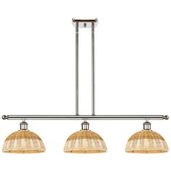 Ballston Bristol Natural II 36"W 3-Lt Polish Nickel Stem Island w/ 9" Shade