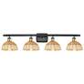 Ballston Bristol Natural II 38"W 4 Light Black And Brass Vanity Light