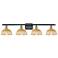 Ballston Bristol Natural II 38"W 4 Light Black And Brass Vanity Light