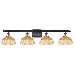 Ballston Bristol Natural II 38"W 4 Light Black And Brass Vanity Light