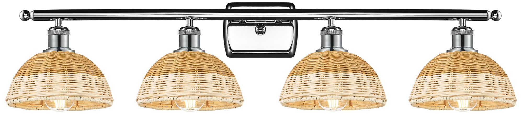 Ballston Bristol Natural II 38"W 4 Light Polished Chrome Vanity Light