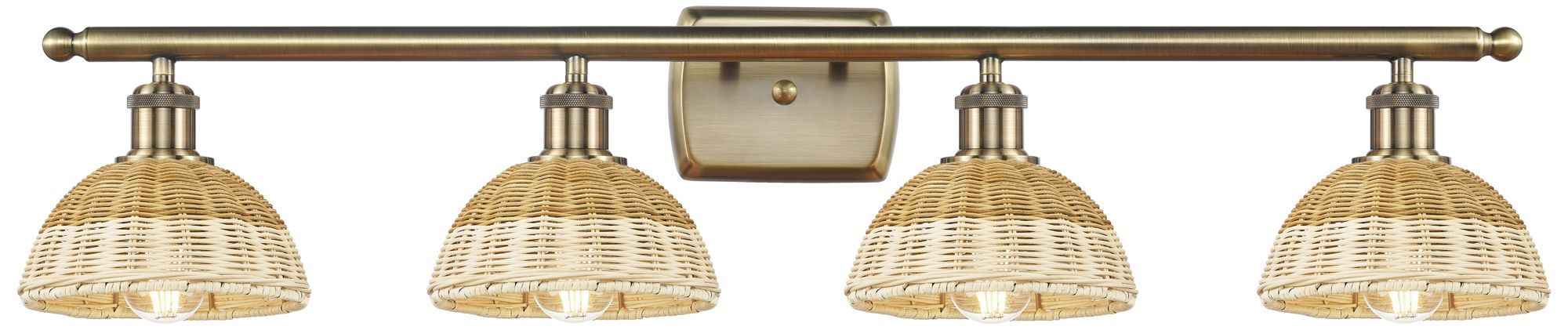 Ballston Bristol Natural II 38" Wide 4 Light Antique Brass Bath Light