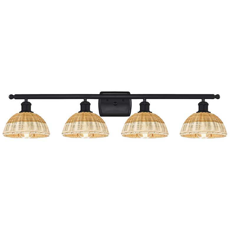 Image 1 Ballston Bristol Natural II 38" Wide 4 Light Matte Black Vanity Light