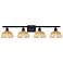 Ballston Bristol Natural II 38" Wide 4 Light Matte Black Vanity Light