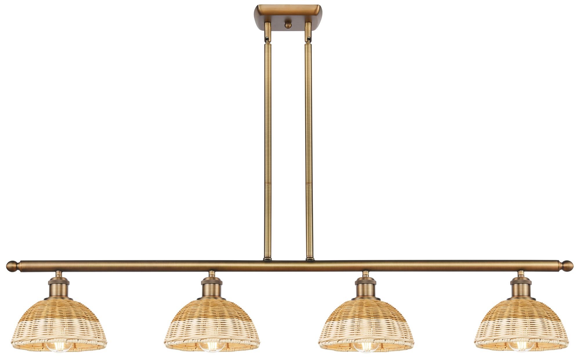 Ballston Bristol Natural II 48"W 4-Lt Brush Brass Stem Island w/ 8&amp