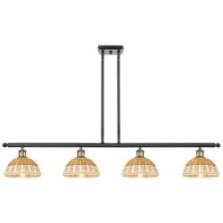 Ballston Bristol Natural II 48"W 4-Lt Black Brass Stem Island w/ 8" Shades
