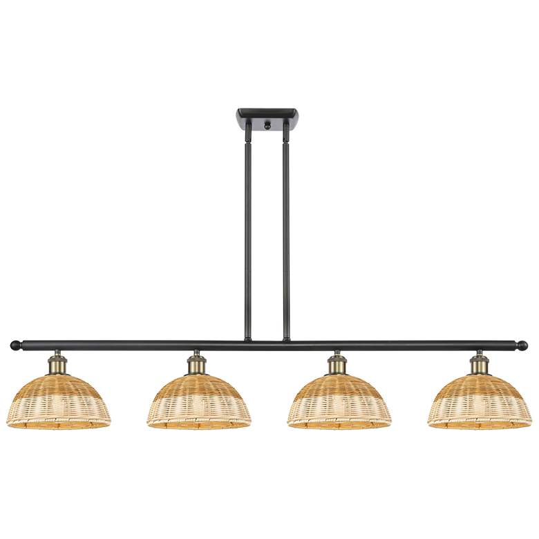 Image 1 Ballston Bristol Natural II 48"W 4-Lt Black Brass Stem Island w/ 9" Shades