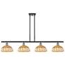 Ballston Bristol Natural II 48"W 4-Lt Black Brass Stem Island w/ 9" Shades