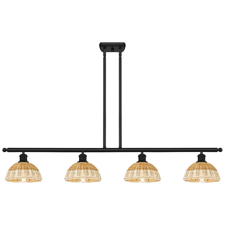 Image 1 Ballston Bristol Natural II 48"W 4-Lt Black Stem Island w/ 8" Shades
