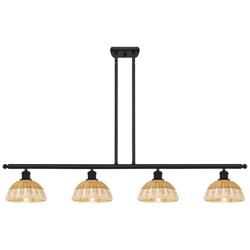 Ballston Bristol Natural II 48"W 4-Lt Black Stem Island w/ 8" Shades