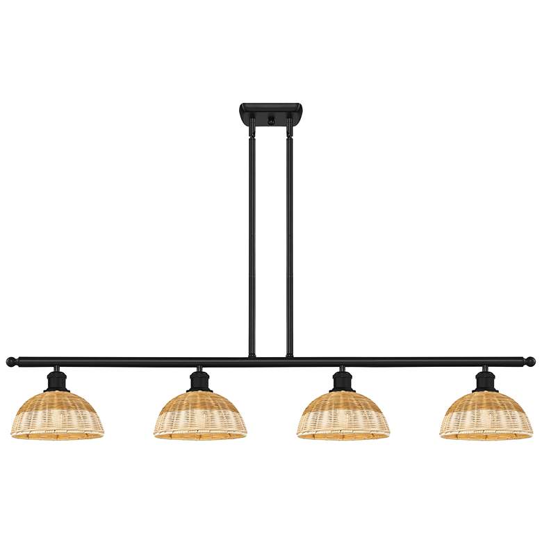 Image 1 Ballston Bristol Natural II 48"W 4-Lt Black Stem Island w/ 9" Natural Shade