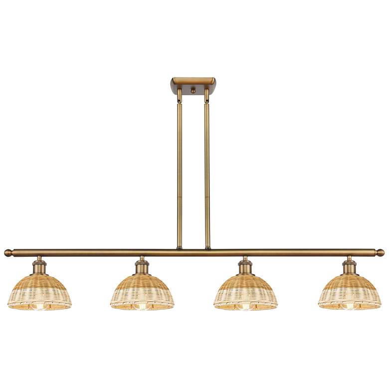 Image 1 Ballston Bristol Natural II 48"W 4-Lt Brush Brass Stem Island w/ 8" Shades