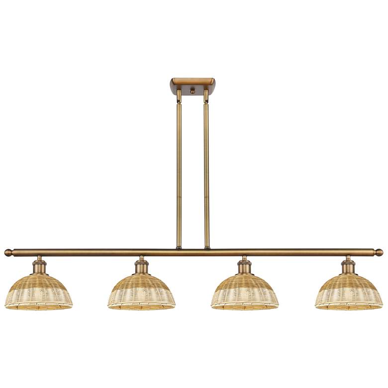 Image 1 Ballston Bristol Natural II 48"W 4-Lt Brush Brass Stem Island w/ 9" Shades