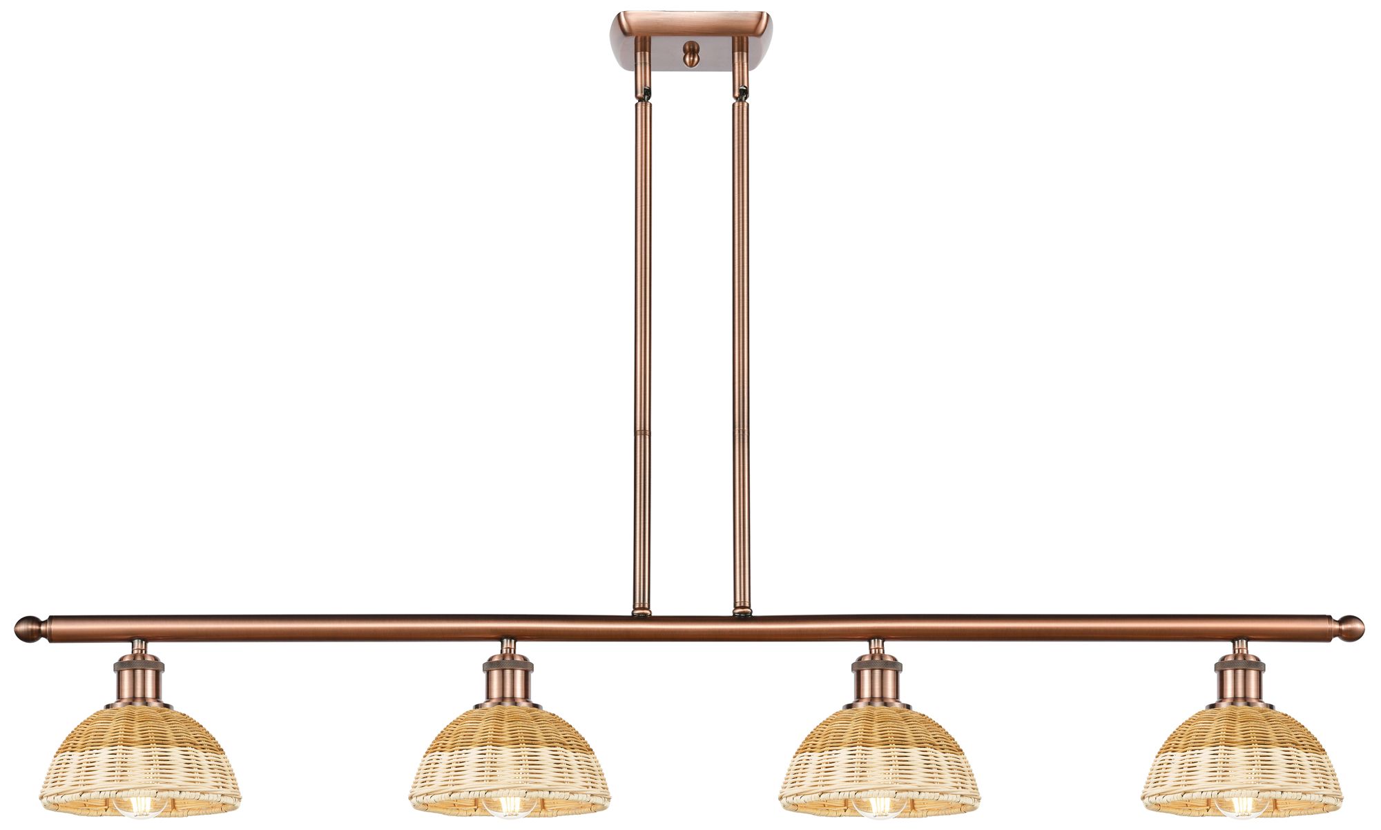 Ballston Bristol Natural II 48"W 4-Lt Copper Stem Island w/ 8" Shades