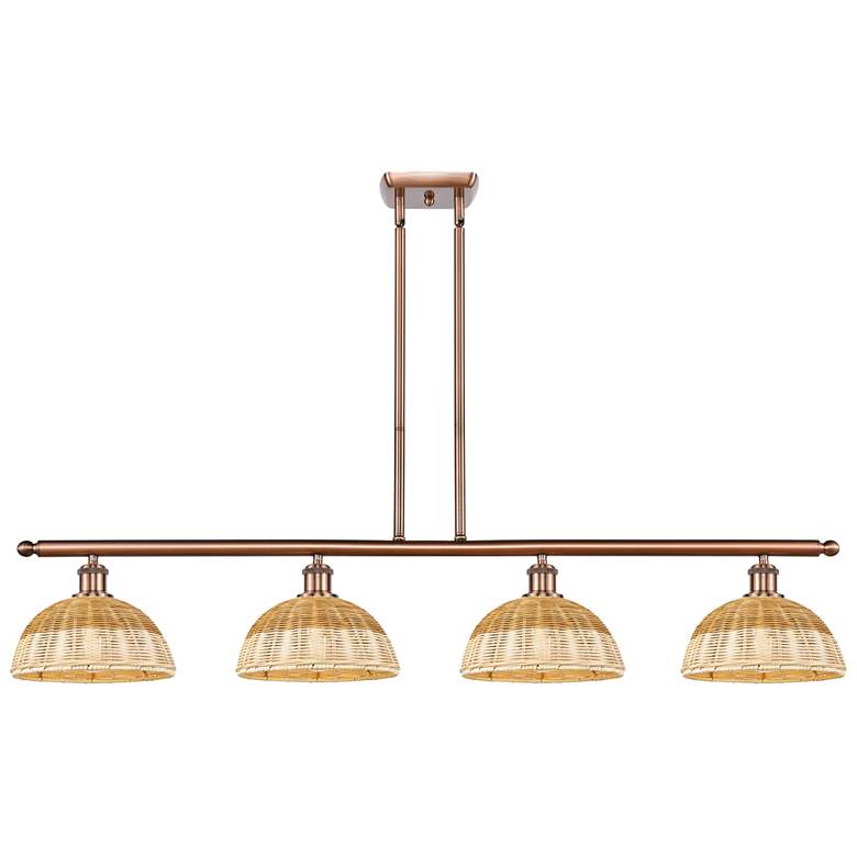 Image 1 Ballston Bristol Natural II 48"W 4-Lt Copper Stem Island w/ 9" Shades