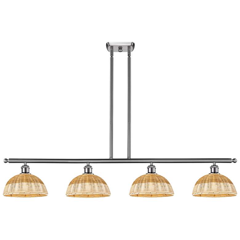 Image 1 Ballston Bristol Natural II 48"W 4-Lt Nickel Stem Island w/ 9" Shades