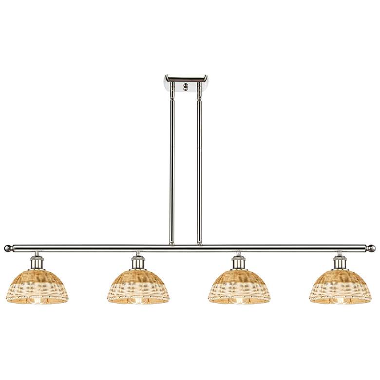 Image 1 Ballston Bristol Natural II 48"W 4-Lt Polish Nickel Island w/ 8" Shades