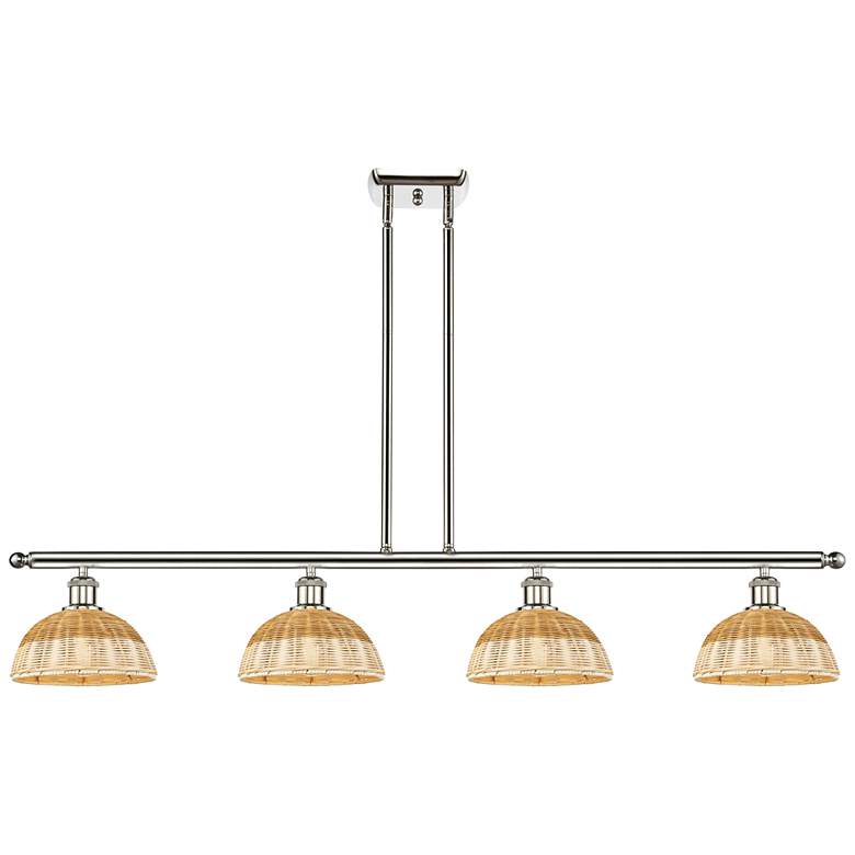Image 1 Ballston Bristol Natural II 48"W 4-Lt Polish Nickel Island w/ 9" Shades