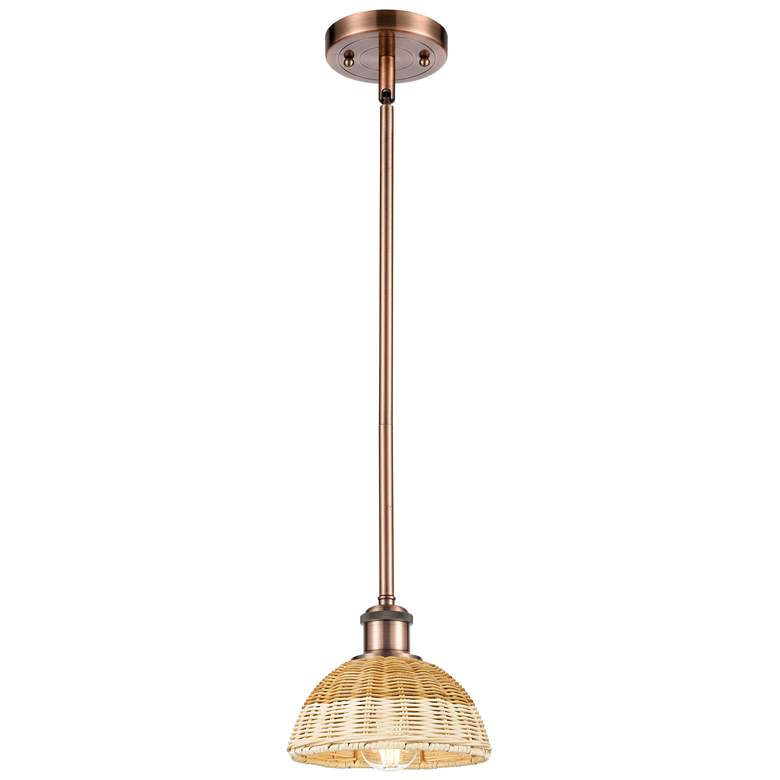 Image 1 Ballston Bristol Natural II 8"W Antique Copper Stem Hung Mini Pendant