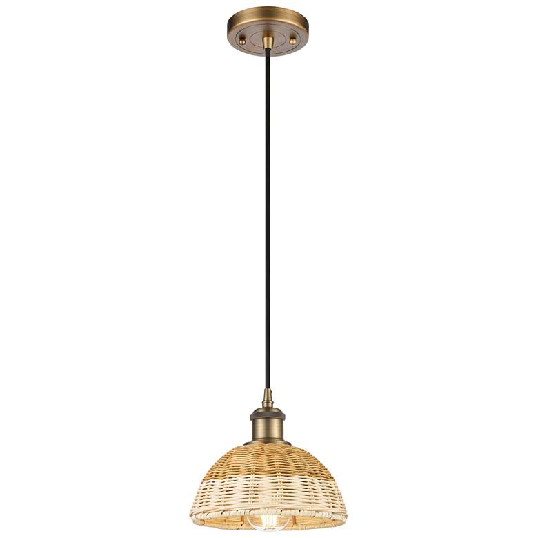 Image 1 Ballston Bristol Natural II 8"W Brushed Brass Cord Hung Mini Pendant