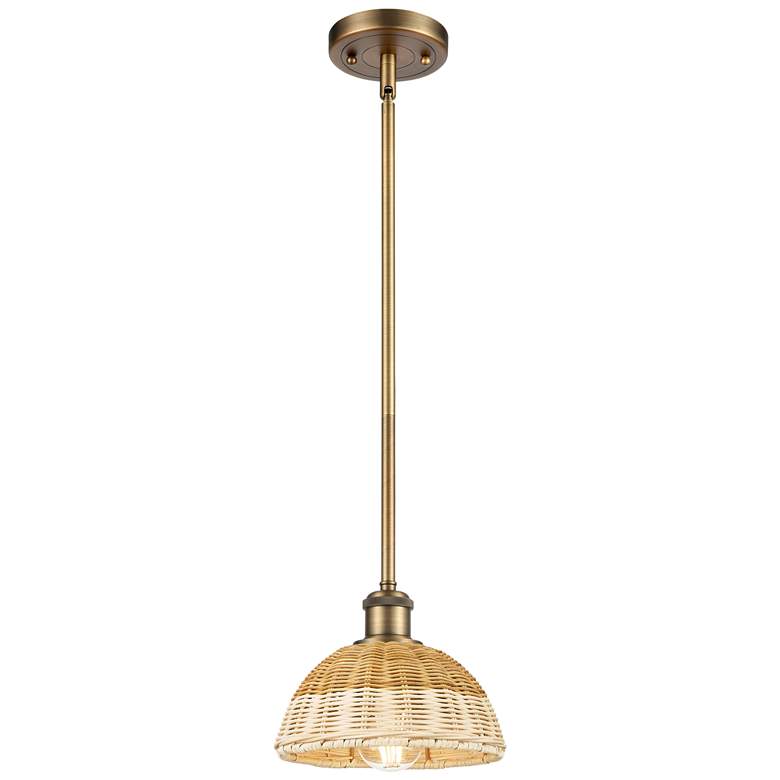 Image 1 Ballston Bristol Natural II 8"W Brushed Brass Stem Hung Mini Pendant